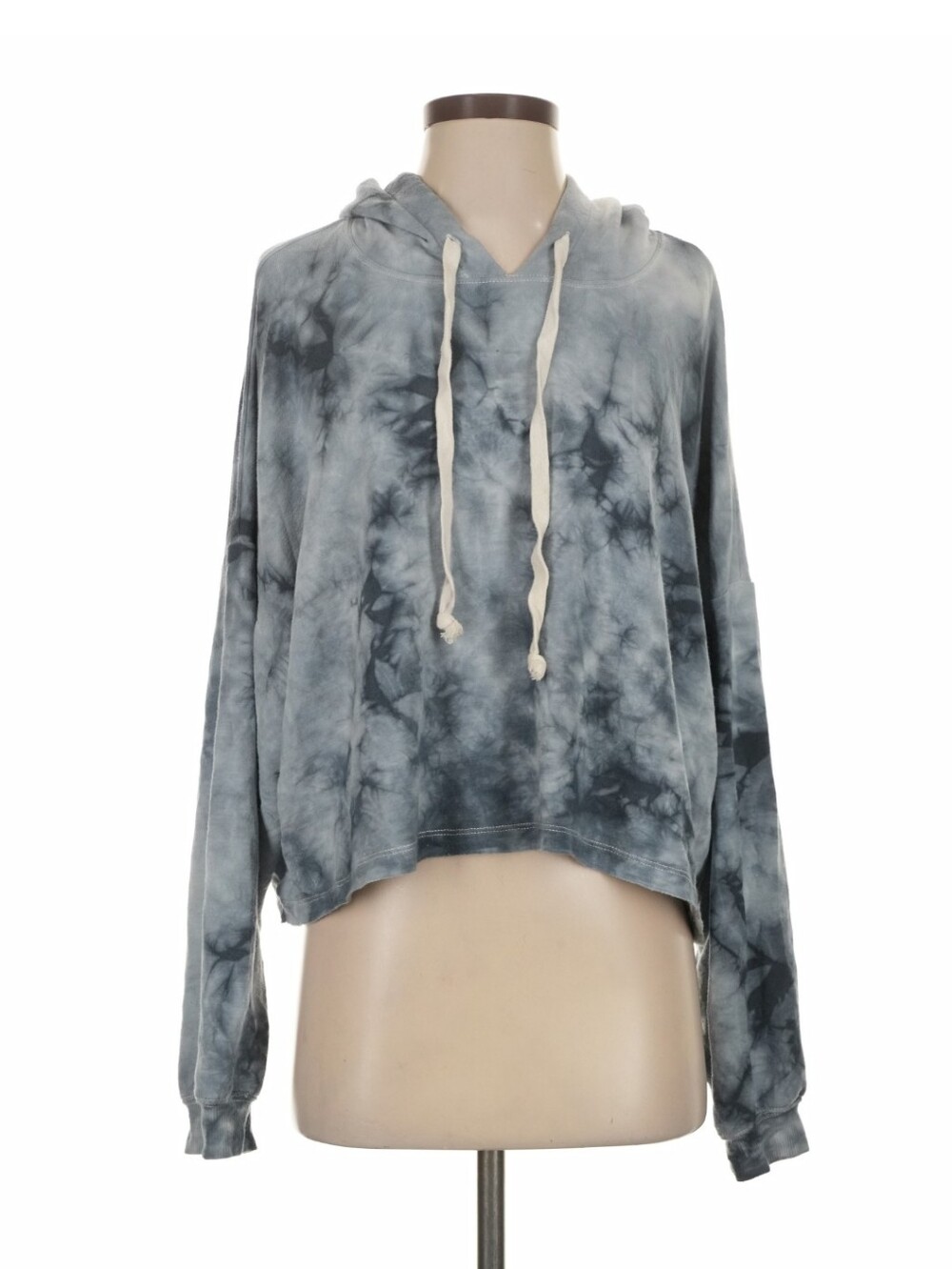 American Eagle Outfitters Gray Tie-Dye Hooded Pullover